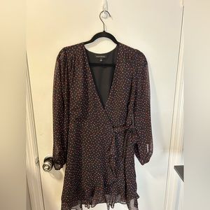 Banana Republic black wrap tie dress with heart details